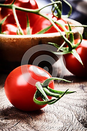 Fresh organic cherry tomatoes Stock Photo