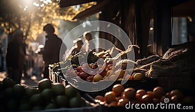 Fresh organic fruits and vegetables, a healthy choice for everyone generated by AI Stock Photo