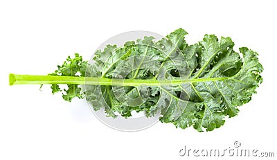 Fresh organic green kale leaves isolated over white background Stock Photo