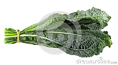 Fresh organic green kale leaves isolated over white background Stock Photo