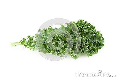 Fresh organic green kale leaves isolated over white background Stock Photo