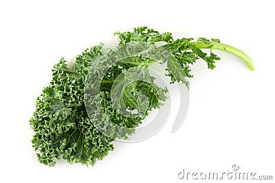 Fresh organic green kale leaves isolated over white background Stock Photo