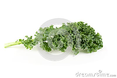 Fresh organic green kale leaves isolated over white background Stock Photo