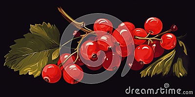Fresh Organic Redcurrant Berry Horizontal Trendy Illustration. Stock Photo