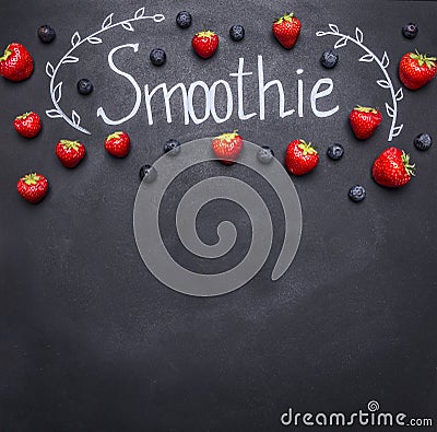 Fresh organic Smoothie ingredients. Superfoods and health or detox diet food concept. concept cooking smoothies from fruit veg Stock Photo