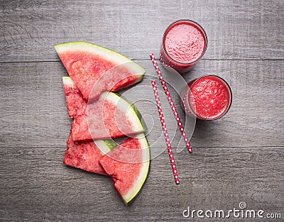 Fresh organic Smoothie ingredients. Superfoods and healthy lifestyle or detox diet food concept. fresh smoothies from watermelon Stock Photo