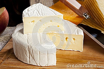 Fresh Organic White Brie Cheese Stock Photo