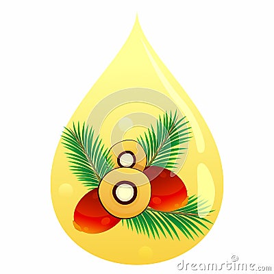 Fresh palm fruit havesting ing a natureal palm oil Vector Illustration