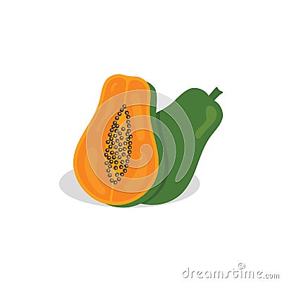 Fresh Papaya Fruit Logo Template Vector Illustration Vector Illustration