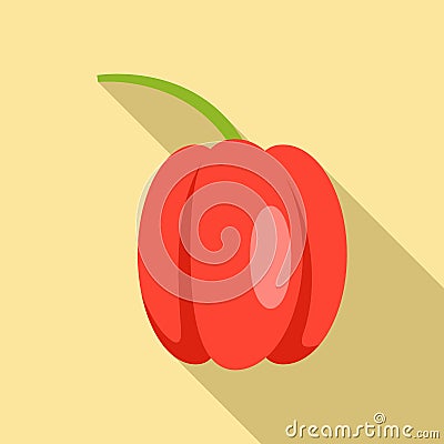 Fresh paprika icon, flat style Vector Illustration