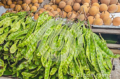 The fresh Parkia is tropical stinking edible beans, Thai style t Stock Photo