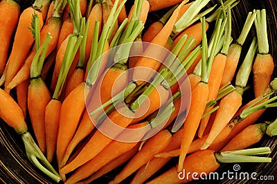 Fresh peeled baby carrots Stock Photo