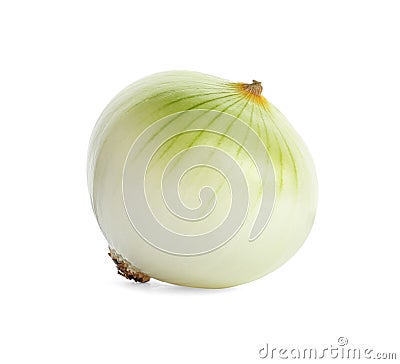 Fresh peeled onion bulb on white Stock Photo