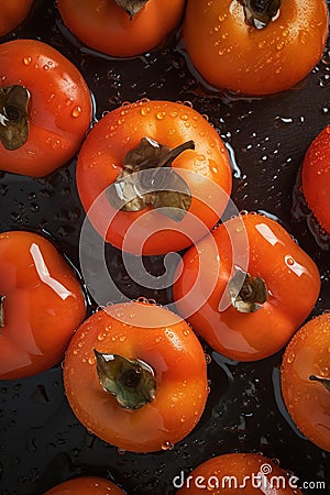 Fresh Persimmon seamless background Ai generated Stock Photo