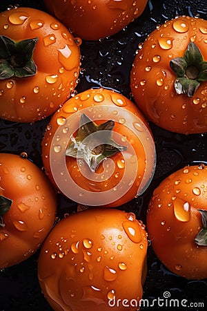 Fresh Persimmon seamless background Ai generated Stock Photo