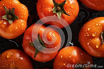 Fresh Persimmon seamless background Ai generated Stock Photo