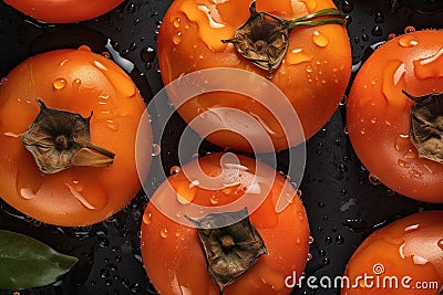 Fresh Persimmon seamless background Ai generated Stock Photo