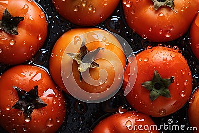 Fresh Persimmon seamless background Ai generated Stock Photo