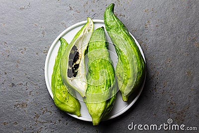 Fresh peruvian Latin American vegetable - Caigua - Cyclanthera pedata Stock Photo