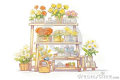 fresh picked flowers, sorted by kind, on a stand Stock Photo
