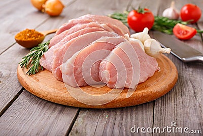 Fresh pieces pork Stock Photo