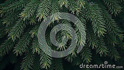 Fresh pine tree needles background with dense layers creating a forest like texture Stock Photo