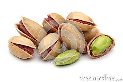 Fresh pistachio nuts isolated on white Stock Photo