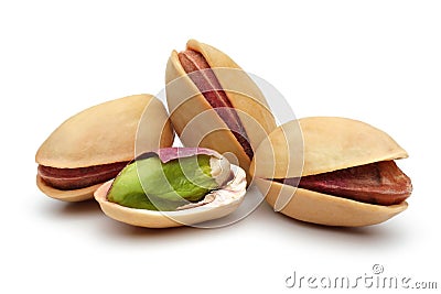 Fresh pistachio nuts isolated on white Stock Photo