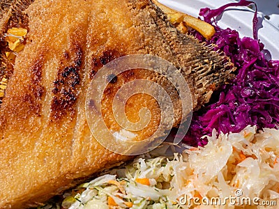 fresh plaice in the restaurant on the baltic sea in poland Stock Photo