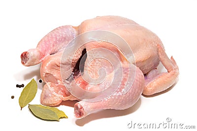 Fresh plucked chicke. Meat dish Stock Photo