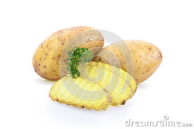Fresh potato sliced on white background Stock Photo