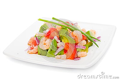 Fresh prawn salad with avocado and tomatoes Stock Photo