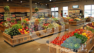 Fresh Produce on Display at a Modern Grocery Store Stock Photo