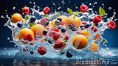 Fresh Produce Plunge in Crystal Clear Waters Stock Photo