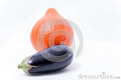 Fresh pumpkin and eggplants Stock Photo