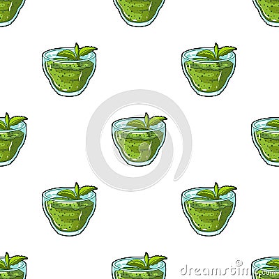 Fresh puree of greens with a mint leaf .Vegetarian Breakfast of greens.Vegetarian Dishes single icon in cartoon style Vector Illustration