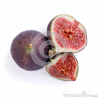 Fresh purple fig fruits, isolated on white background Stock Photo