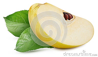 Fresh quince slice isolated on white Stock Photo