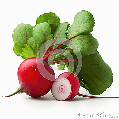 Fresh radish on photo white background Stock Photo