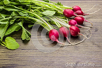 Fresh radish on a rustic table Stock Photo