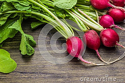 Fresh radish on a rustic table Stock Photo