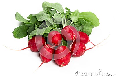 Fresh radishes isolated on white Stock Photo