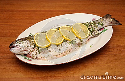 Fresh rainbow trout with spices Stock Photo