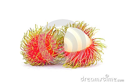 Fresh rambutan sweet delicious on white background healthy rambutan tropical fruit food isolated Stock Photo