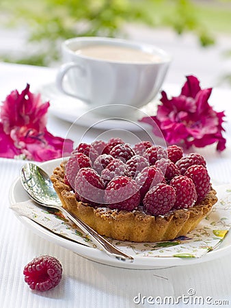 Fresh raspberry tart Stock Photo