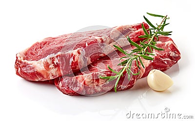 Fresh raw beef steak isolated on white Stock Photo