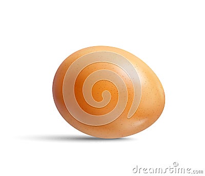 Fresh raw chicken beige egg isolated on white background. Realistic vector 3d illustration Cartoon Illustration