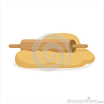Fresh raw dough and rolling pin vector Illustration Vector Illustration