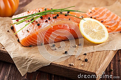 Fresh raw salmon fillet Stock Photo