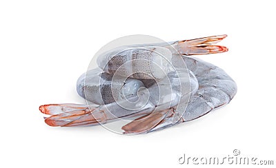 Fresh raw shrimp isolated on white. Healthy seafood Stock Photo